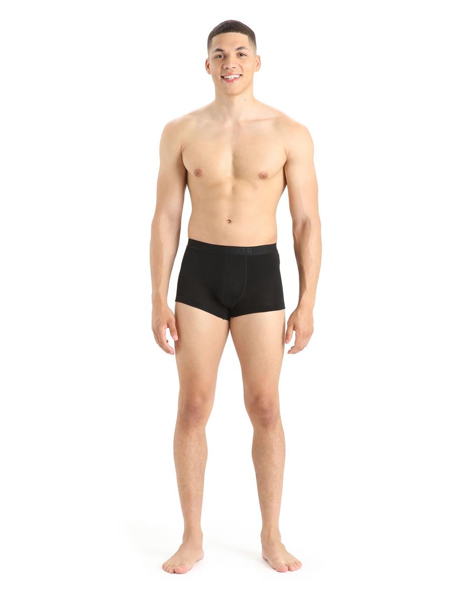 Black Men's Icebreaker Cool-Lite™ Merino Anatomica Trunks Underwear | USA 1290MQZA